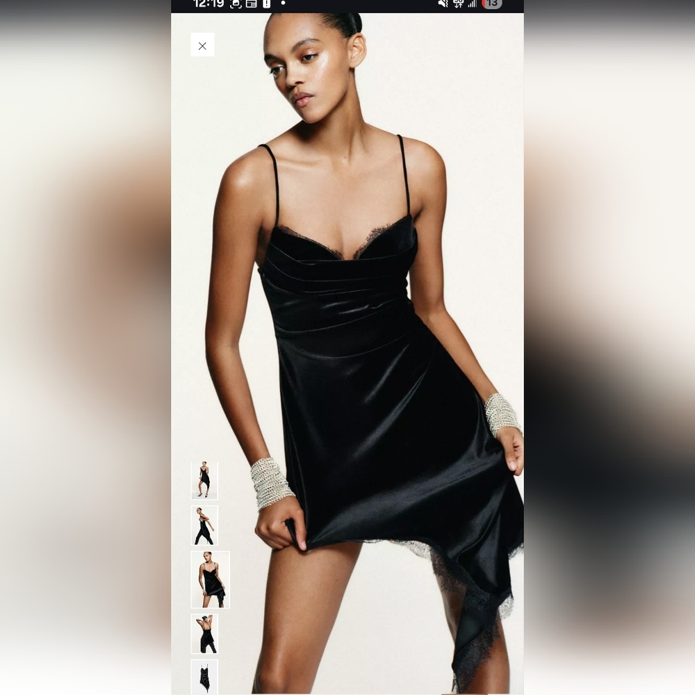 Zara Elegant Black Asymmetrical Dress - Picture 2 of 10